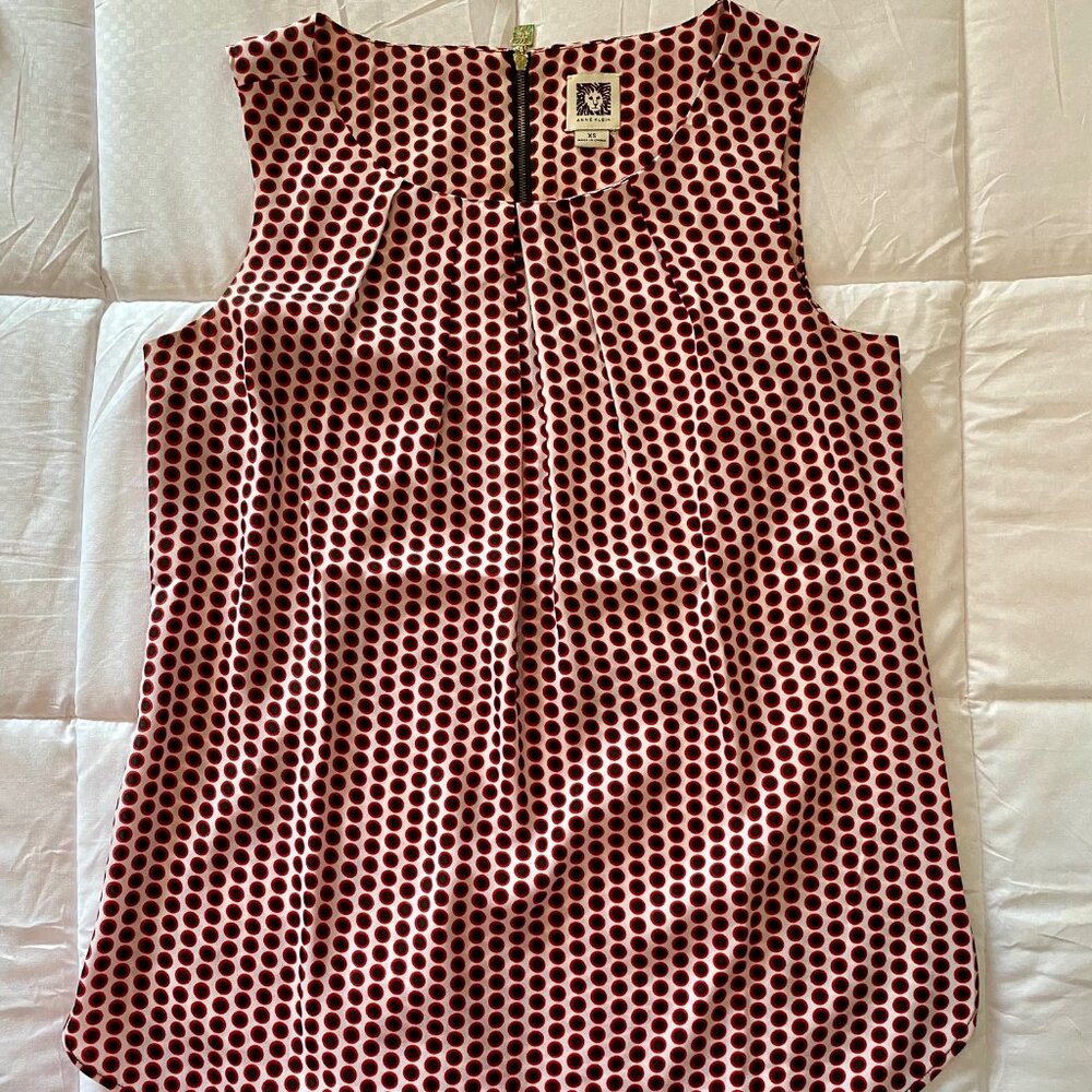 Anne Klein sleeveless red and black blouse with zipper size XS